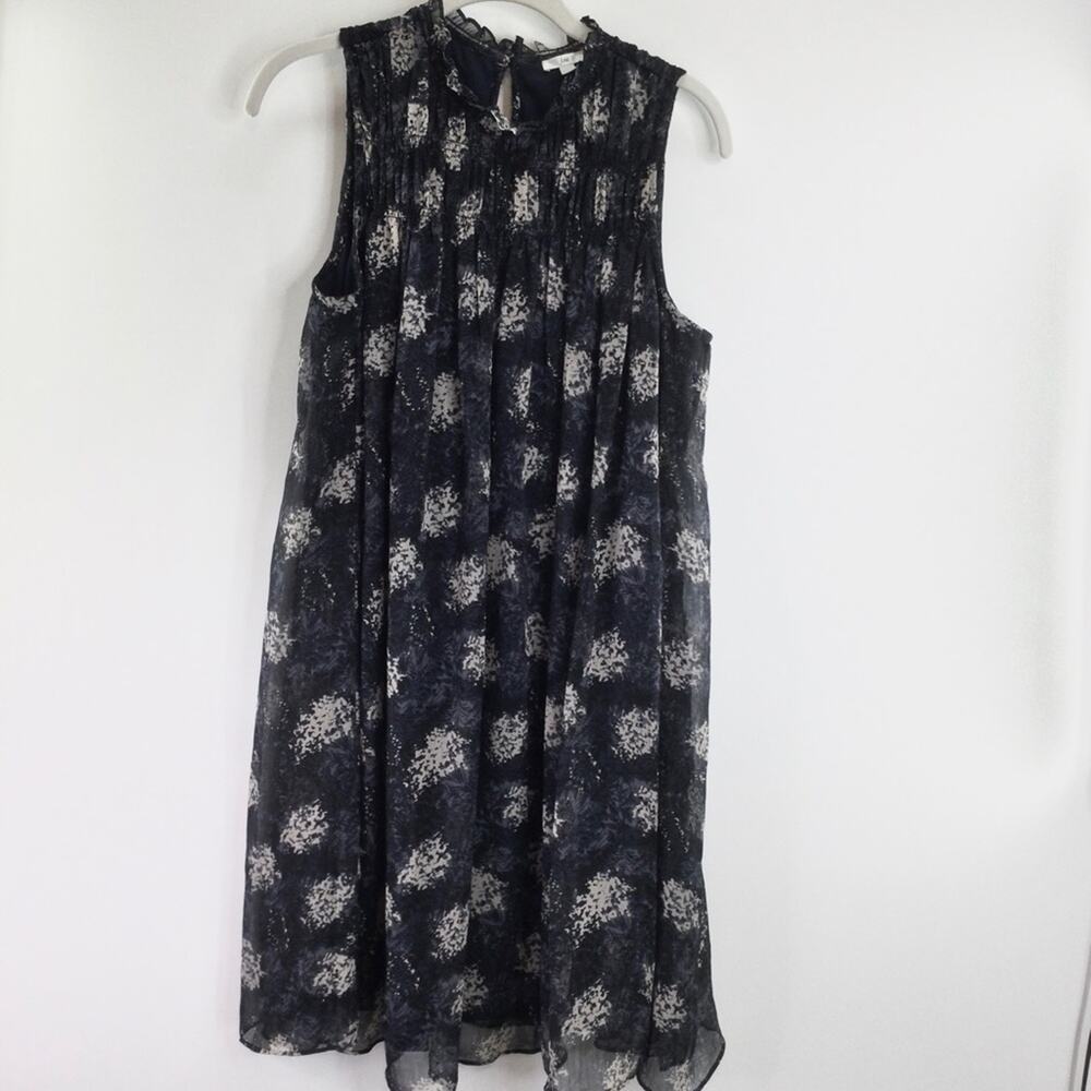 Joie Baltic Blue Gray White Print Sleeveless Dress Small